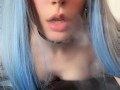 Bluehair Barely Legal Alt Girl with Titties out smoking (Full Vid on my OnlyFans/ManyVids)