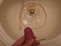 Pissing with a boner and then cumming right after! Cumshot and pee