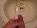 Pissing with a boner and then cumming right after! Cumshot and pee