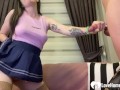 I got this sexy cheerleader to deepthroat my cock while we record everything.