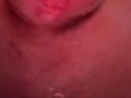 Close up wet pussy cum push out