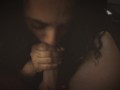 Curly brown chick sucking BWC (POV)