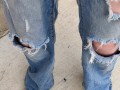 Pissing my ripped jeans