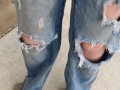 Pissing my ripped jeans