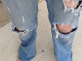 Pissing my ripped jeans