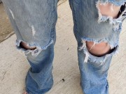 Pissing my ripped jeans