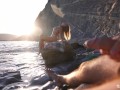 DICK FLASH on a nudist beach: Stranger caught me jerking off and helped me cum