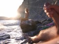 DICK FLASH on a nudist beach: Stranger caught me jerking off and helped me cum