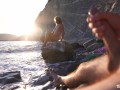 DICK FLASH on a nudist beach: Stranger caught me jerking off and helped me cum