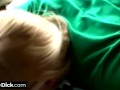 He gets his tiny dick sucked off in the car seat by a sexy blonde babe