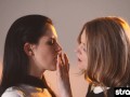 Watch these hot sexy lesbians enjoy dripping wet strapon sex