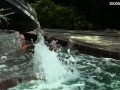 Intense poolside lesbian action