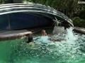 Intense poolside lesbian action