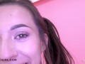 Beautiful Teen Brunette sucks a cock at casting