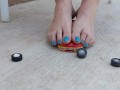 Model toy car getting moved around hard under my long dirty soles pt 2