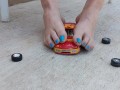 Model toy car getting moved around hard under my long dirty soles pt 2
