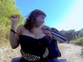 Busty and chubby young french babe Kimy Blue outdoor anal sex with Kevin White