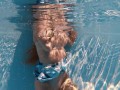 Big boobs blonde babe swimming