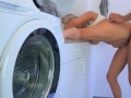 PISS IN MY ASS, I'M A HOUSEWIFE MILF! Anal Creampie and pissing with a neighbor in the laundry