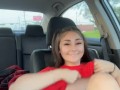 Little Slut Strips & Fingers Herself In The Car While She Gets Driven Around