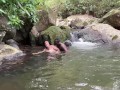 Horny colombian milf shows me her big tits outdoors and we fuck inside the river