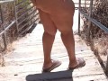 Flashing tits and ass in public at the lake pov voyeur