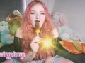 Pink hair girl puts her icey pole in her pussy, tastes so good she needs to cum - Preview