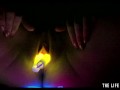 Watch this hot blonde plunge glowsticks in her pussy and ass