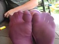 Wiggling my soles and toes wearing my nylons