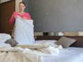 I fucked the red-haired cleaning lady from the hotel and cum in her mouth (Dialogues in Italian)