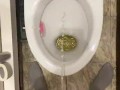 Morning piss from uncut penis in slow motion view from eyes