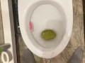 Morning piss from uncut penis in slow motion view from eyes