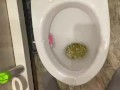 Morning piss from uncut penis in slow motion view from eyes