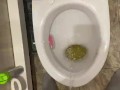 Morning piss from uncut penis in slow motion view from eyes