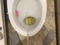 Morning piss from uncut penis in slow motion view from eyes