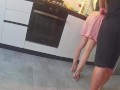 Wife fucks a neighbor in the kitchen. Real cheating