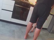 Wife fucks a neighbor in the kitchen. Real cheating