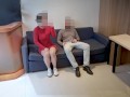 Married woman sucks and drinks jizz in the waiting room