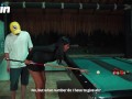 Colombian Mommy fucks her stepson's nerdy boy in the pool hall! Pipeboy1 & Lina Henao
