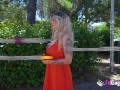 Blonde girl Tania Lopez wants us to see her neighbourhood and then she gets fucked!