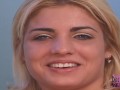 Hot Tanned Blonde Strips Nude In Audition