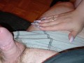 Long Nails Handjob Queen leads to a Huge Cumblast from Small Cock Slave