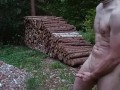 Real amateur public forest nude male masturbation