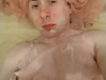 Sissy Alicia cums on face and eats her cum