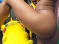 Ladykaiyo model does nude photoshoot in bedroom with pikachu