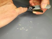 I cut off my long stinky nails and show off my smelly cock