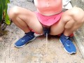 Hairy Babe Pissing Outside no panties