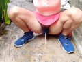 Hairy Babe Pissing Outside no panties