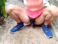 Hairy Babe Pissing Outside no panties