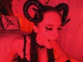 Devil BLOWJOB with FUCKMACHINE ruined makeup